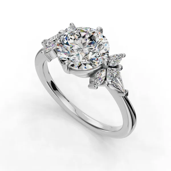 14K White Gold Round Engagement Ring Setting SVS Fine Jewelry Oceanside, NY