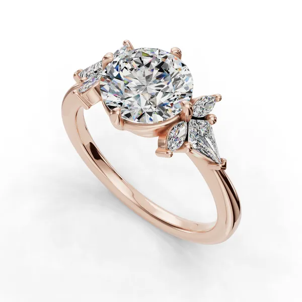 14K Rose Gold Round Engagement Ring Setting SVS Fine Jewelry Oceanside, NY