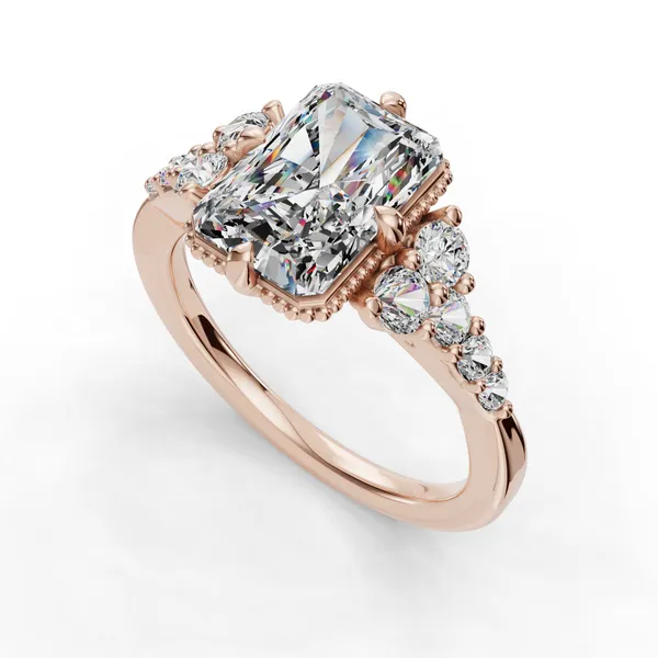 14K Rose Gold Radiant Engagement Ring Setting SVS Fine Jewelry Oceanside, NY