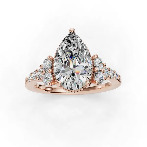 14K Rose Gold Pear Engagement Ring Setting Image 4 SVS Fine Jewelry Oceanside, NY