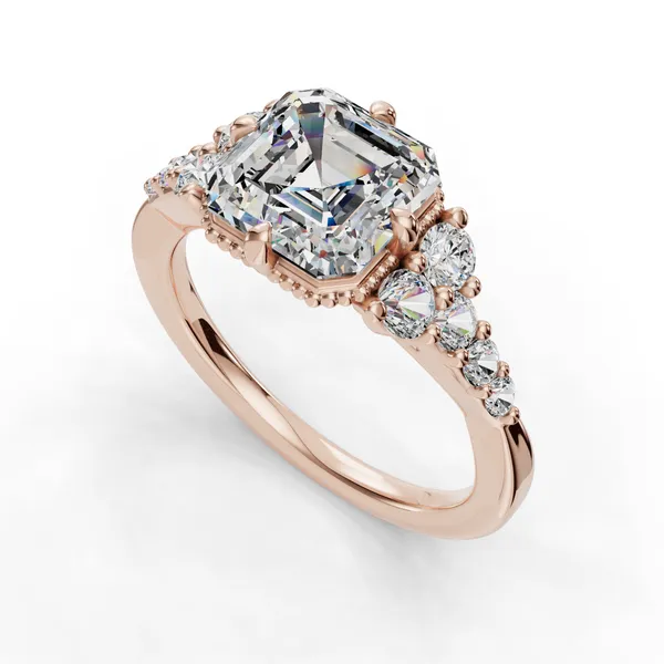 14K Rose Gold Asscher Engagement Ring Setting SVS Fine Jewelry Oceanside, NY