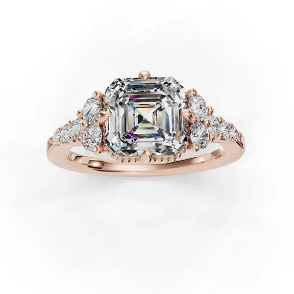 14K Rose Gold Asscher Engagement Ring Setting Image 4 SVS Fine Jewelry Oceanside, NY