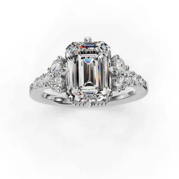 14K White Gold Emerald Engagement Ring Setting Image 4 SVS Fine Jewelry Oceanside, NY