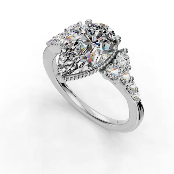 14K White Gold Pear Engagement Ring Setting SVS Fine Jewelry Oceanside, NY
