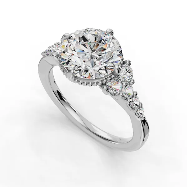 14K White Gold Round Engagement Ring Setting SVS Fine Jewelry Oceanside, NY