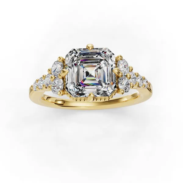 14K Yellow Gold Asscher Engagement Ring Setting Image 4 SVS Fine Jewelry Oceanside, NY