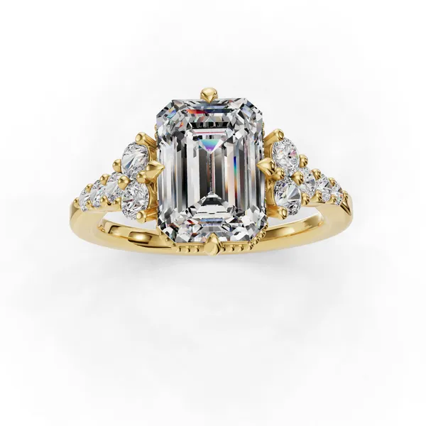 14K Yellow Gold Emerald Engagement Ring Setting Image 4 SVS Fine Jewelry Oceanside, NY