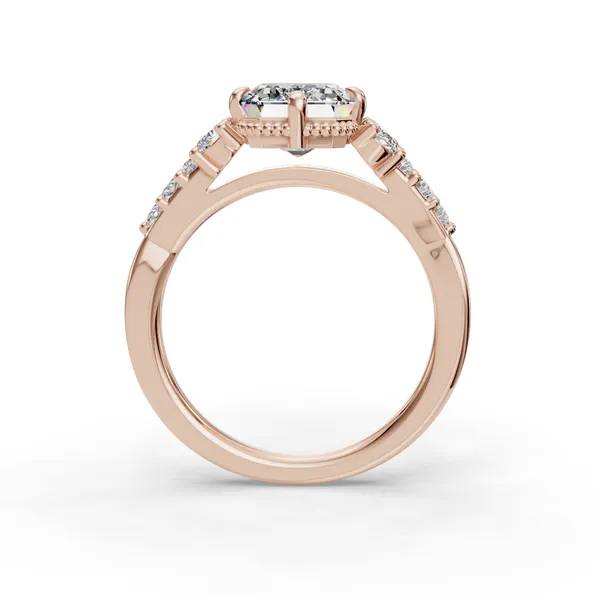 18K Rose Gold Emerald Engagement Ring Setting Image 2 SVS Fine Jewelry Oceanside, NY