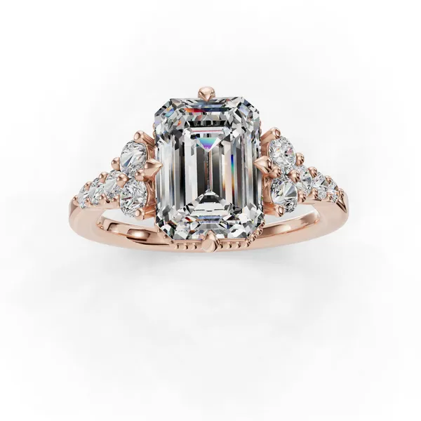 18K Rose Gold Emerald Engagement Ring Setting Image 4 SVS Fine Jewelry Oceanside, NY