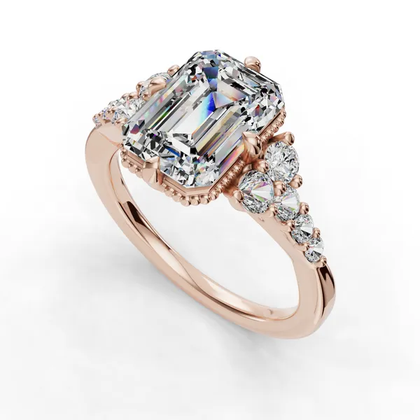 18K Rose Gold Emerald Engagement Ring Setting SVS Fine Jewelry Oceanside, NY