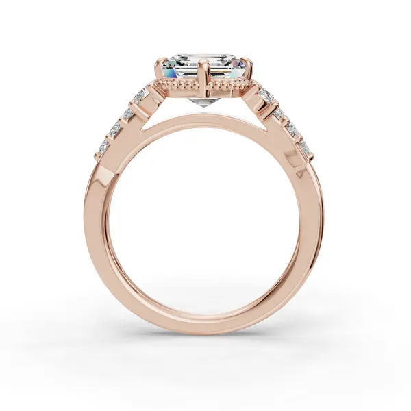 18K Rose Gold Asscher Engagement Ring Setting Image 2 SVS Fine Jewelry Oceanside, NY