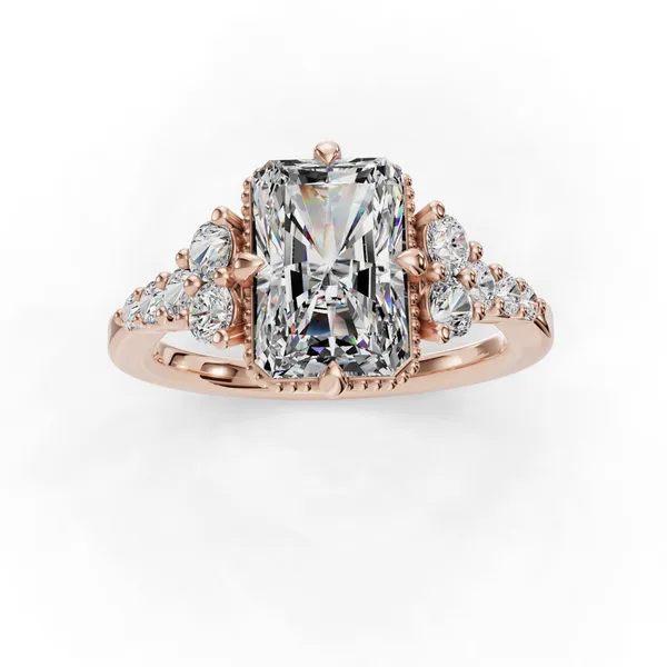 18K Rose Gold Radiant Engagement Ring Setting Image 4 SVS Fine Jewelry Oceanside, NY