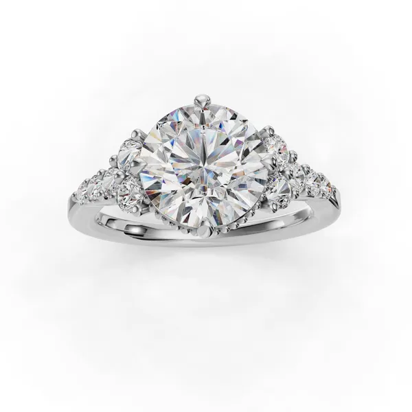18K White Gold Round Engagement Ring Setting Image 4 SVS Fine Jewelry Oceanside, NY