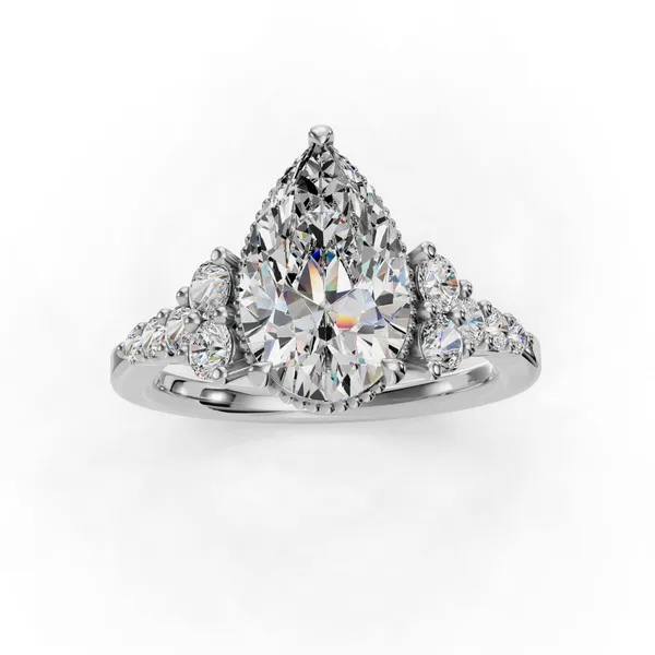 18K White Gold Pear Engagement Ring Setting Image 4 SVS Fine Jewelry Oceanside, NY