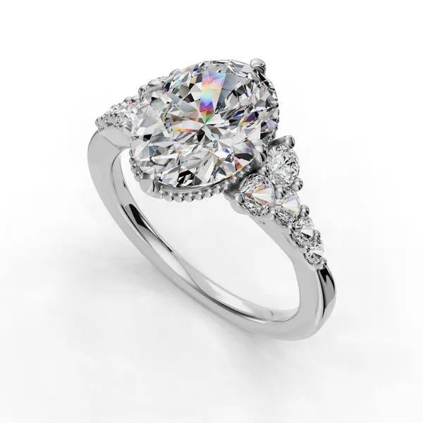 18K White Gold Oval Engagement Ring Setting SVS Fine Jewelry Oceanside, NY