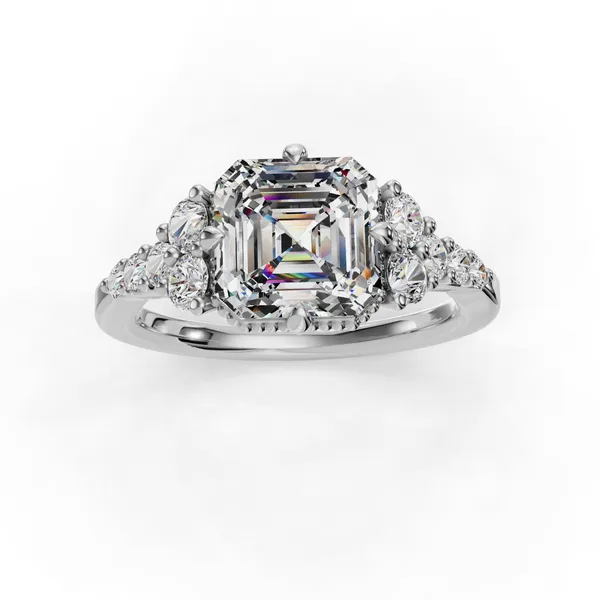 18K White Gold Asscher Engagement Ring Setting Image 4 SVS Fine Jewelry Oceanside, NY