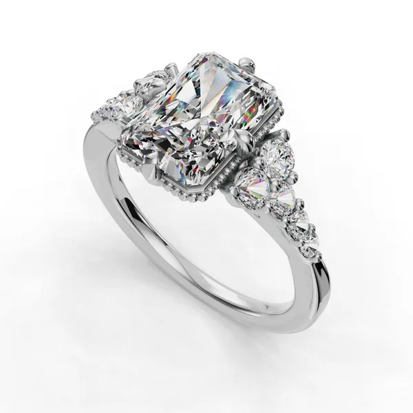 18K White Gold Radiant Engagement Ring Setting SVS Fine Jewelry Oceanside, NY