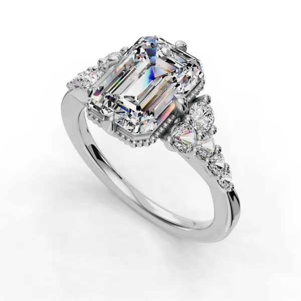 18K White Gold Emerald Engagement Ring Setting SVS Fine Jewelry Oceanside, NY