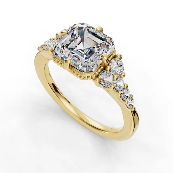 18K Yellow Gold Asscher Engagement Ring Setting SVS Fine Jewelry Oceanside, NY