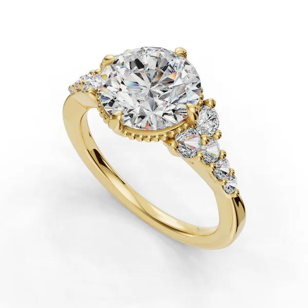 18K Yellow Gold Round Engagement Ring Setting SVS Fine Jewelry Oceanside, NY