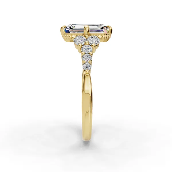 18K Yellow Gold Emerald Engagement Ring Setting Image 3 SVS Fine Jewelry Oceanside, NY