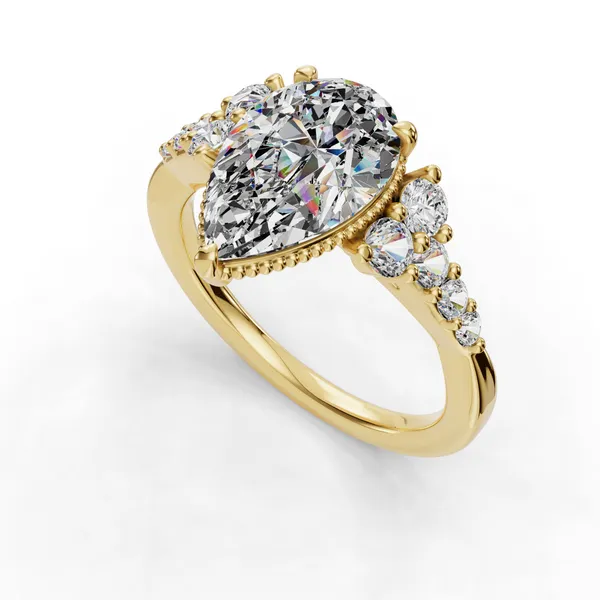 18K Yellow Gold Pear Engagement Ring Setting SVS Fine Jewelry Oceanside, NY