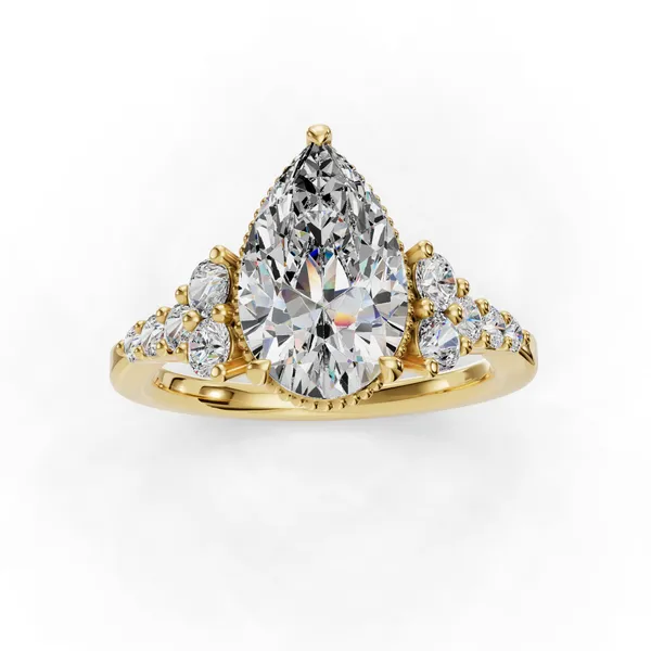 18K Yellow Gold Pear Engagement Ring Setting Image 4 SVS Fine Jewelry Oceanside, NY