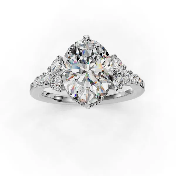 Platinum Oval Engagement Ring Setting Image 4 SVS Fine Jewelry Oceanside, NY