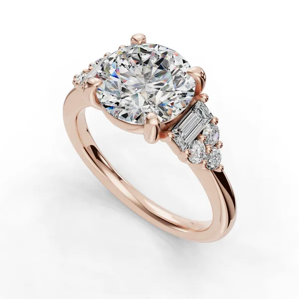 14K Rose Gold Round Engagement Ring Setting SVS Fine Jewelry Oceanside, NY