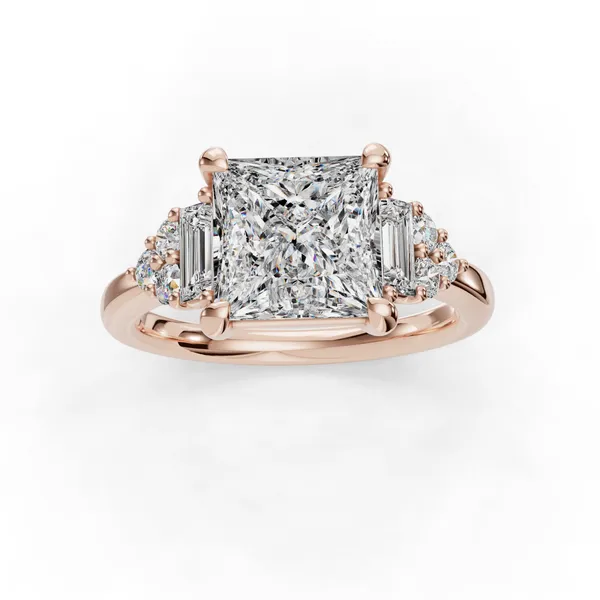 14K Rose Gold Princess Engagement Ring Setting Image 4 SVS Fine Jewelry Oceanside, NY