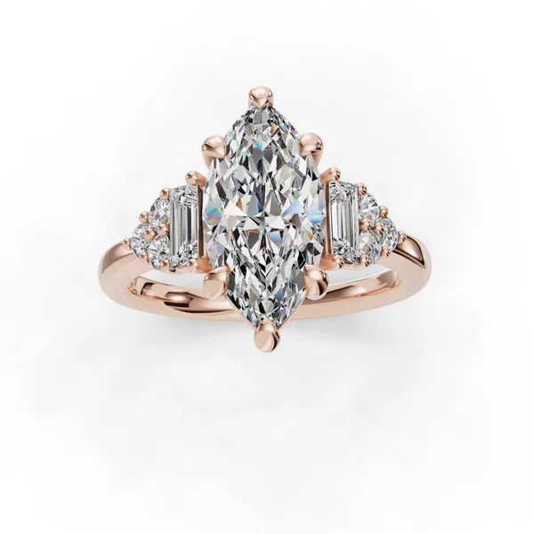 14K Rose Gold Marquise Engagement Ring Setting Image 4 SVS Fine Jewelry Oceanside, NY