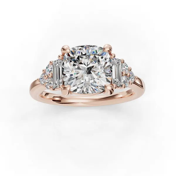 14K Rose Gold Cushion Engagement Ring Setting Image 4 SVS Fine Jewelry Oceanside, NY
