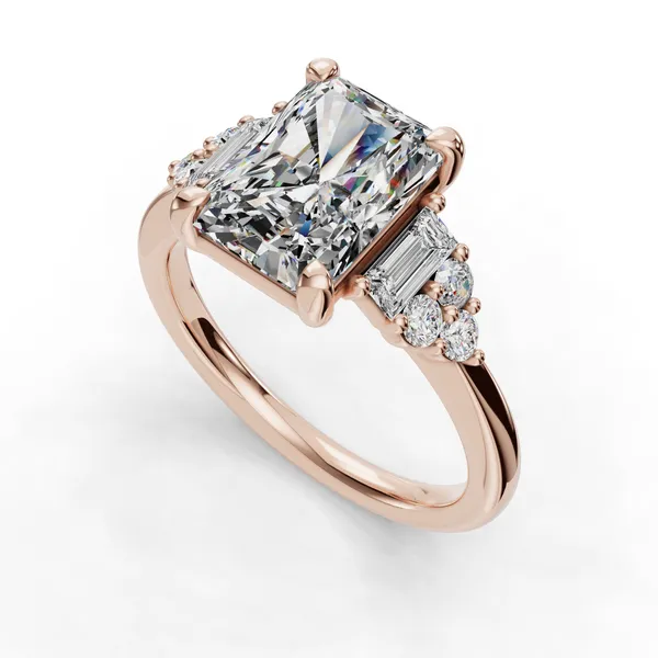 14K Rose Gold Radiant Engagement Ring Setting SVS Fine Jewelry Oceanside, NY