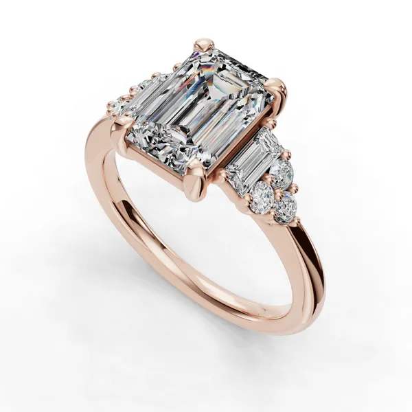 14K Rose Gold Emerald Engagement Ring Setting SVS Fine Jewelry Oceanside, NY