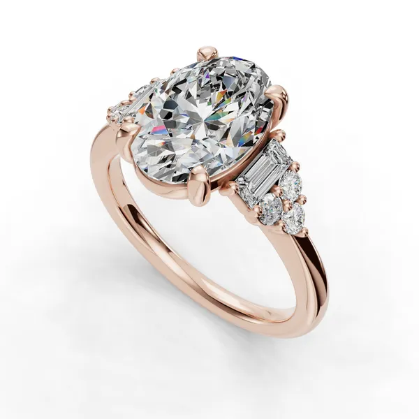 14K Rose Gold Oval Engagement Ring Setting SVS Fine Jewelry Oceanside, NY