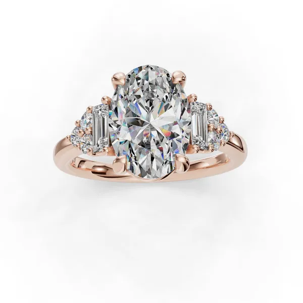 14K Rose Gold Oval Engagement Ring Setting Image 4 SVS Fine Jewelry Oceanside, NY