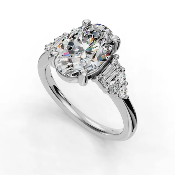 14K White Gold Oval Engagement Ring Setting SVS Fine Jewelry Oceanside, NY