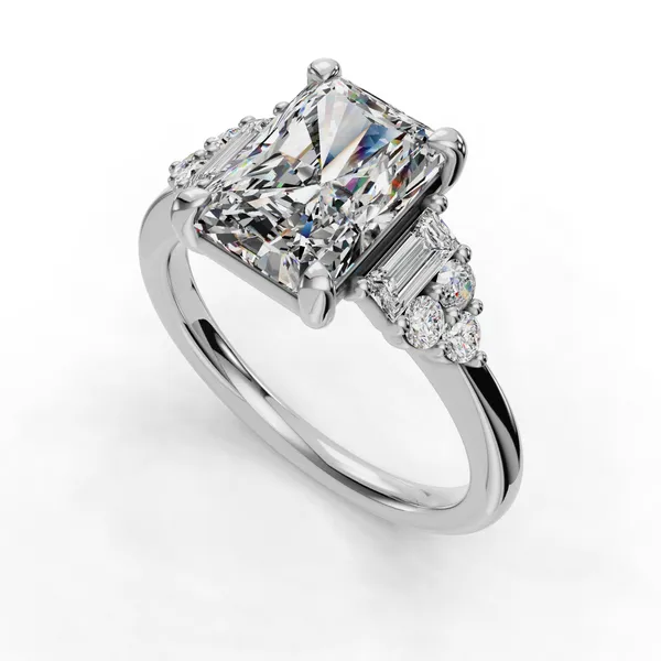 14K White Gold Radiant Engagement Ring Setting SVS Fine Jewelry Oceanside, NY