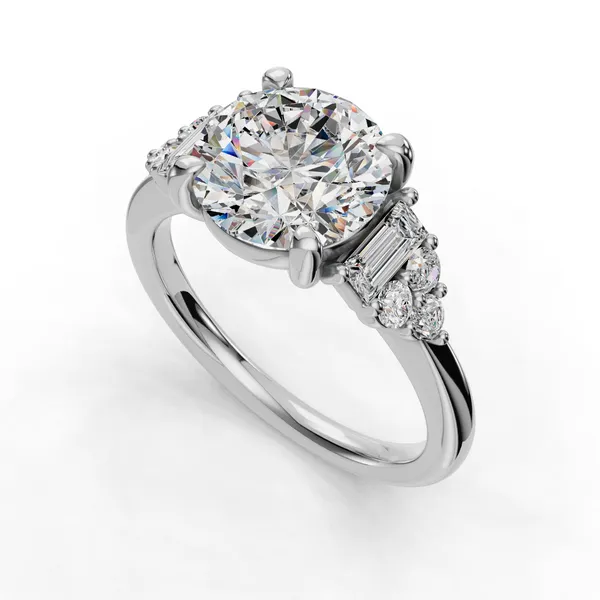 14K White Gold Round Engagement Ring Setting SVS Fine Jewelry Oceanside, NY