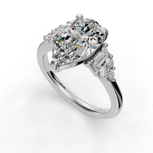 14K White Gold Pear Engagement Ring Setting SVS Fine Jewelry Oceanside, NY