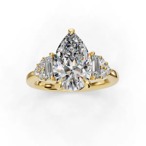 14K Yellow Gold Pear Engagement Ring Setting Image 4 SVS Fine Jewelry Oceanside, NY