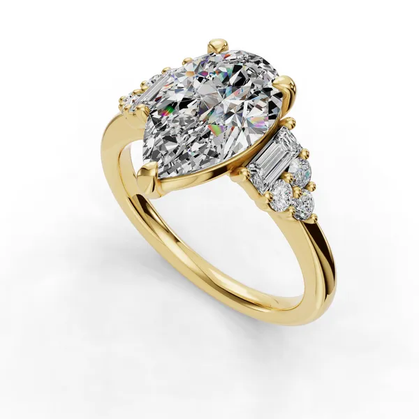 14K Yellow Gold Pear Engagement Ring Setting SVS Fine Jewelry Oceanside, NY