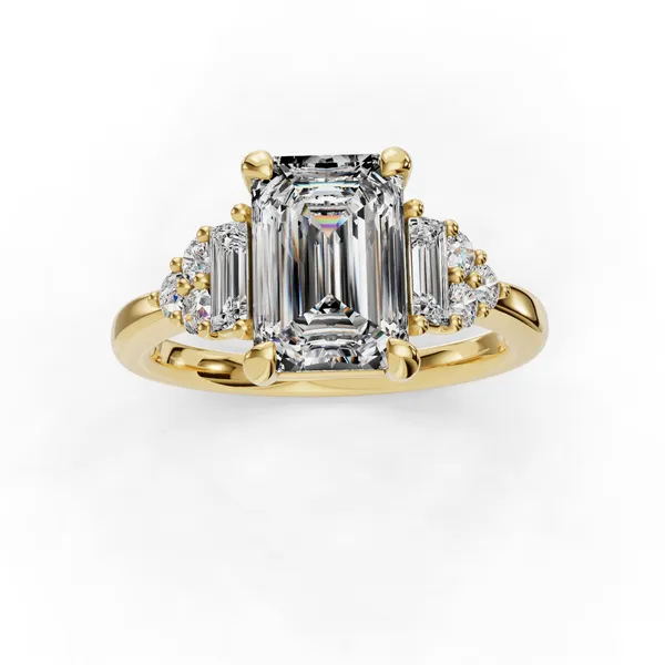 14K Yellow Gold Emerald Engagement Ring Setting Image 4 SVS Fine Jewelry Oceanside, NY