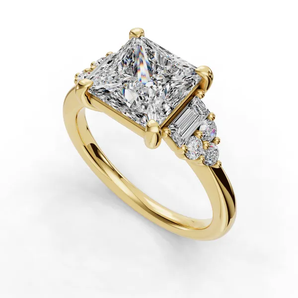 14K Yellow Gold Princess Engagement Ring Setting SVS Fine Jewelry Oceanside, NY