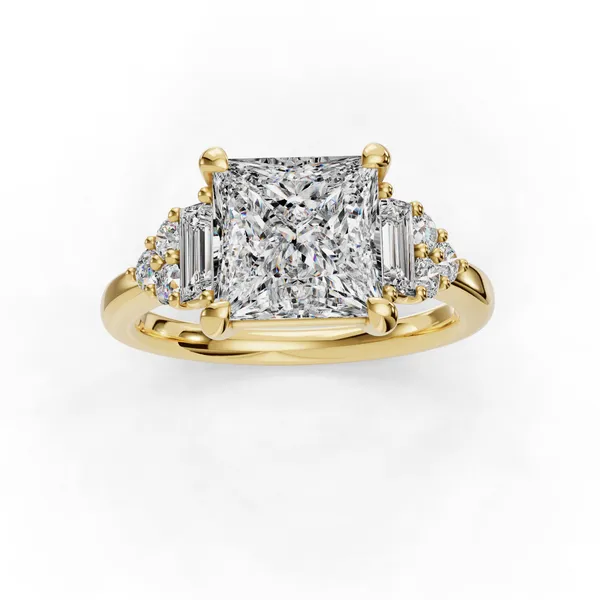 14K Yellow Gold Princess Engagement Ring Setting Image 4 SVS Fine Jewelry Oceanside, NY