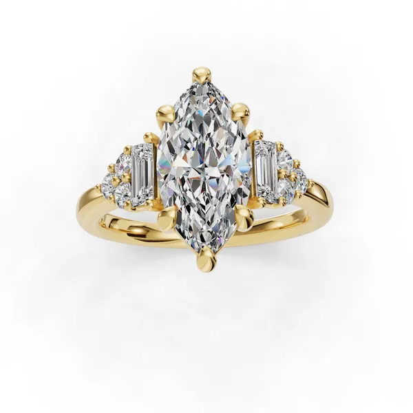 14K Yellow Gold Marquise Engagement Ring Setting Image 4 SVS Fine Jewelry Oceanside, NY