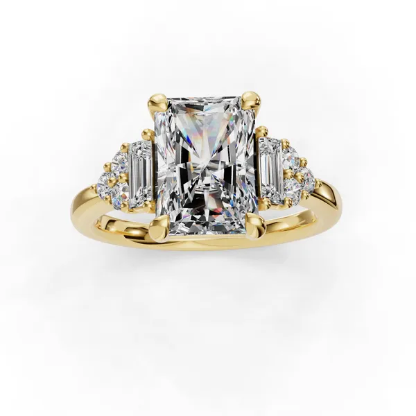 14K Yellow Gold Radiant Engagement Ring Setting Image 4 SVS Fine Jewelry Oceanside, NY