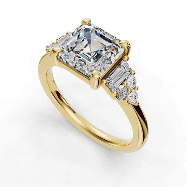 14K Yellow Gold Asscher Engagement Ring Setting SVS Fine Jewelry Oceanside, NY