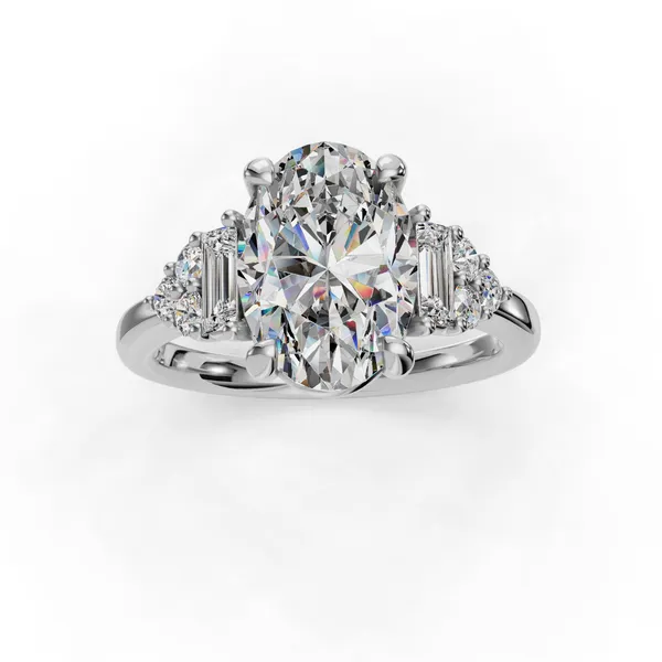 Platinum Oval Engagement Ring Setting Image 4 SVS Fine Jewelry Oceanside, NY