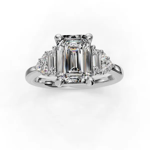 Platinum Emerald Engagement Ring Setting Image 4 SVS Fine Jewelry Oceanside, NY